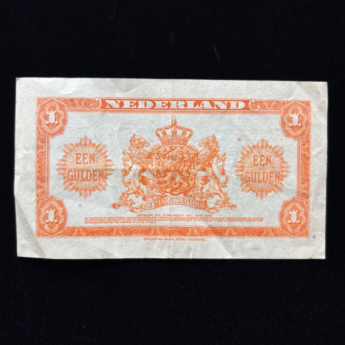 Vintage Banknote 1943 Liberation Currency 1 Gulden Dutch Queen Netherland Exile