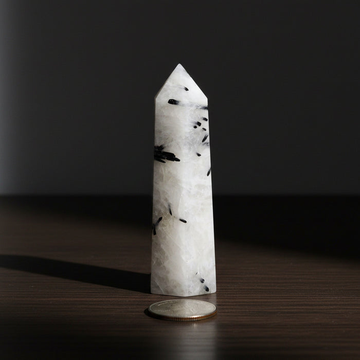 Quartz Tourmaline Wand White Black Faceted Point Tower