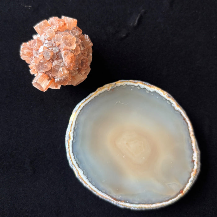 Aragonite Sputnik Cluster Carnelian Charger Sacral Chakra Crystal Set