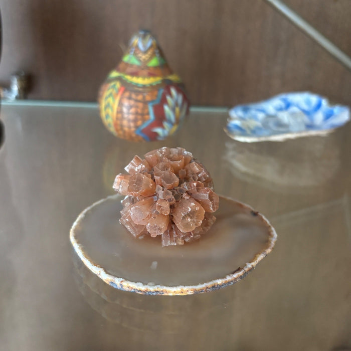 Aragonite Sputnik Cluster Carnelian Charger Sacral Chakra Crystal Set