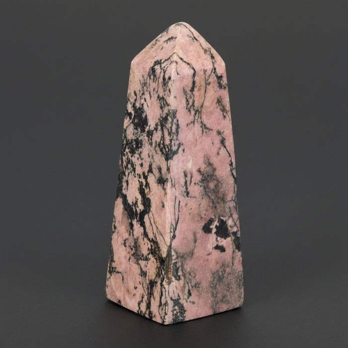Rhodonite Wand Pink Black Love Tower Crystal Point