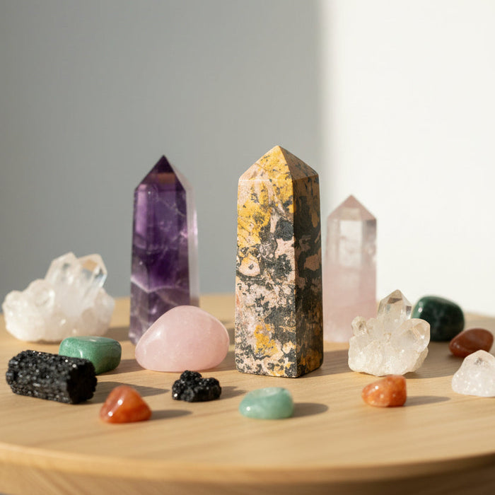 Rhodonite Wand Pink Black Love Tower Crystal Point