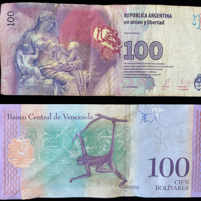 Latin America Banknote Lot Colombia Argentina Honduras Venezuela Watermark UV