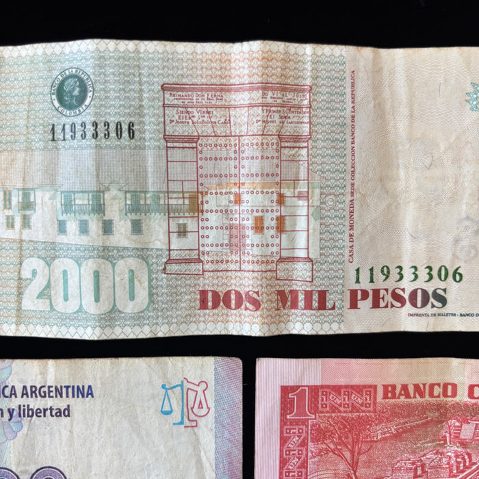 Latin America Banknote Lot Colombia Argentina Honduras Venezuela Watermark UV