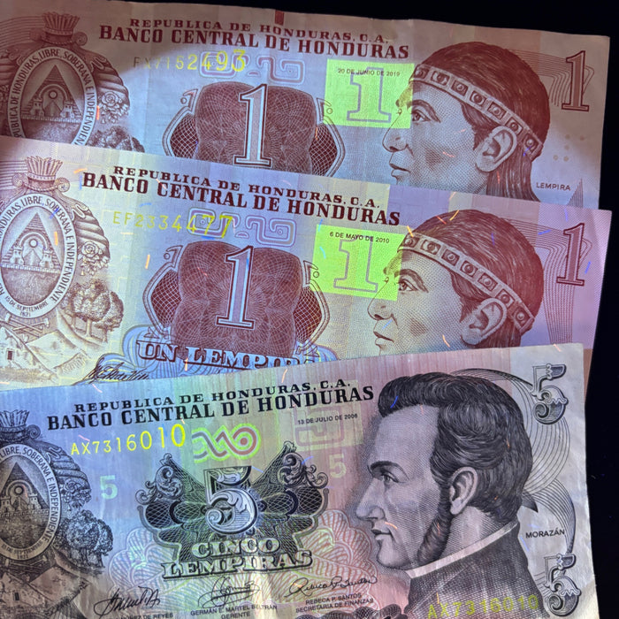 Latin America Banknote Lot Colombia Argentina Honduras Venezuela Watermark UV