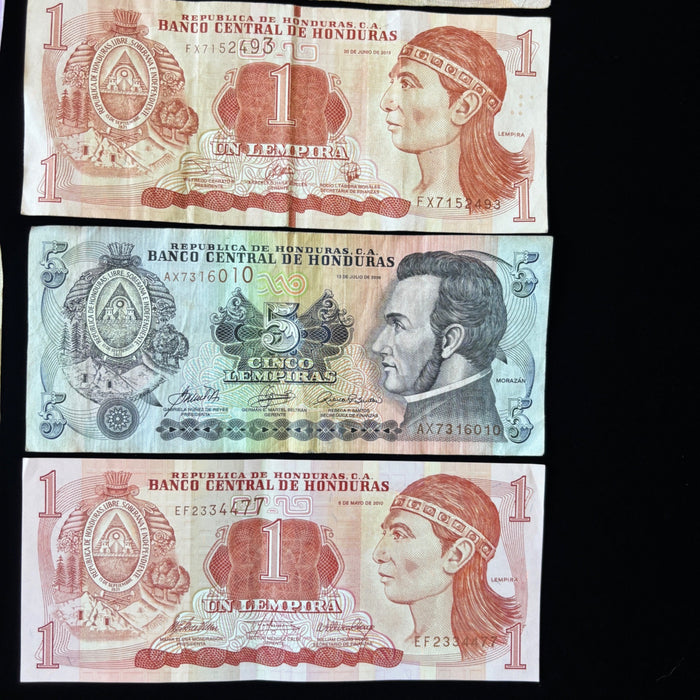 Latin America Banknote Lot Colombia Argentina Honduras Venezuela Watermark UV