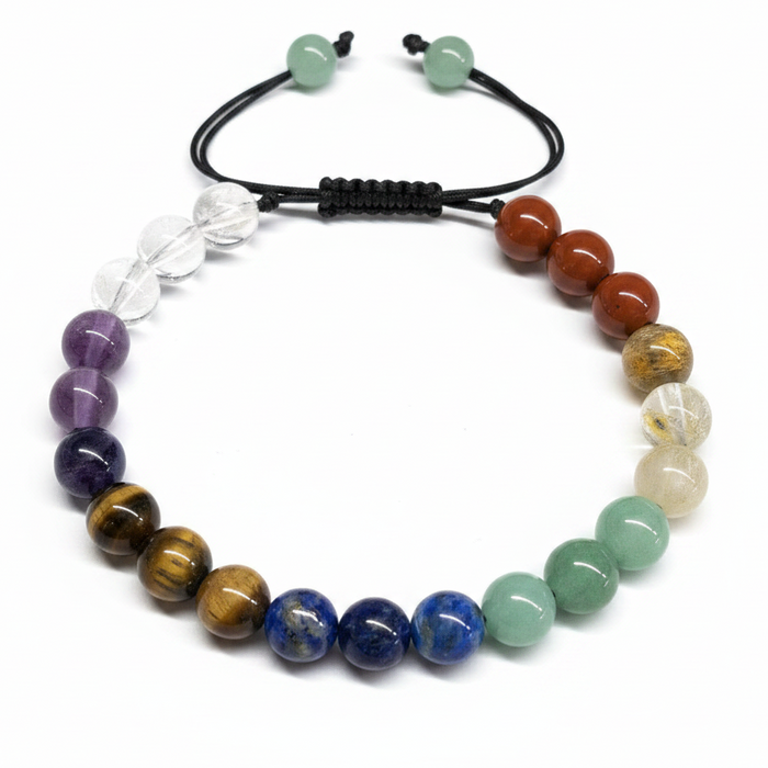 Chakra Bracelet Adjustable Rainbow Gemstone Beads