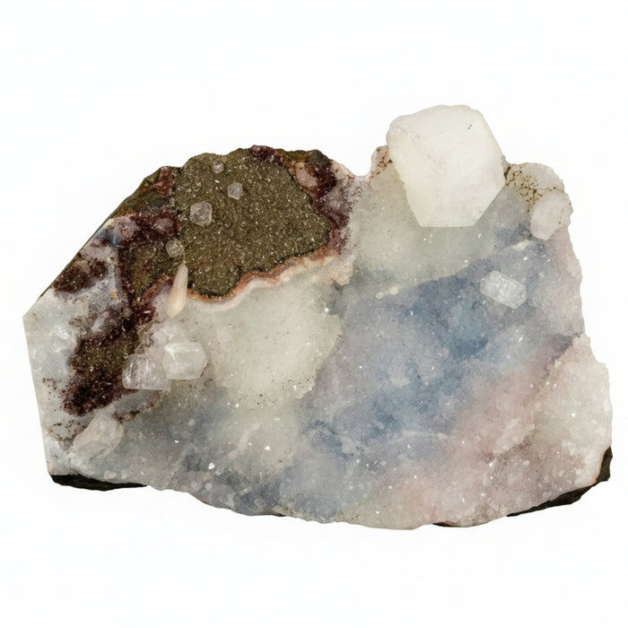 Chalcedony Quartz Cluster Apophyllite Blue White 6.5 Inch