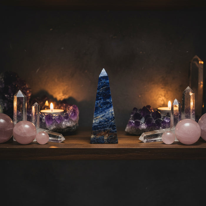 Sodalite Wand Sunset Tower Blue Orange Stone Obelisk