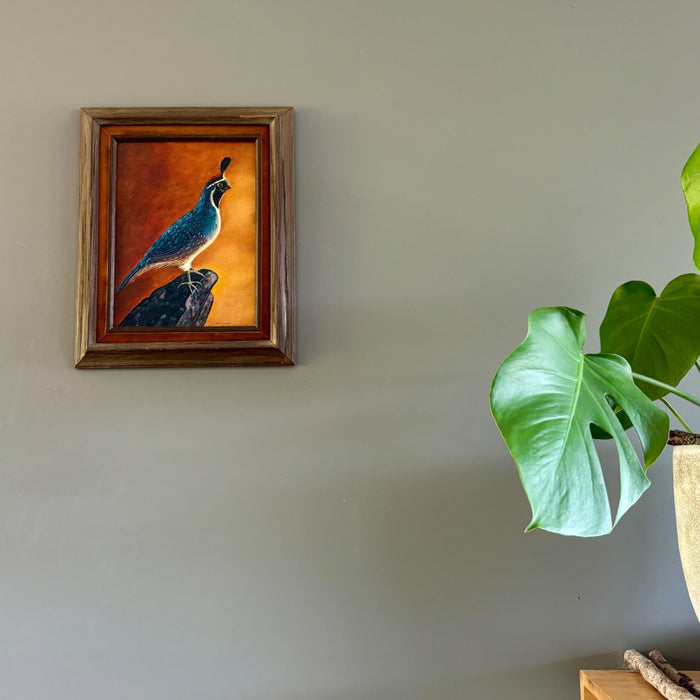 Vintage California Quail Oil Painting Signed Margaret Original Framed Bird Art