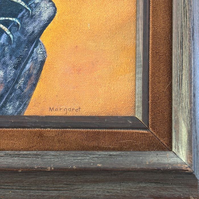 Vintage California Quail Oil Painting Signed Margaret Original Framed Bird Art