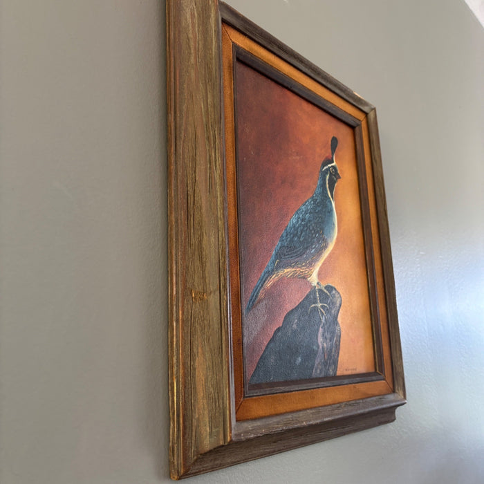 Vintage California Quail Oil Painting Signed Margaret Original Framed Bird Art