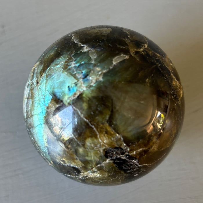 Labradorite Sphere Crystal Ball Flash Wounded Warrior