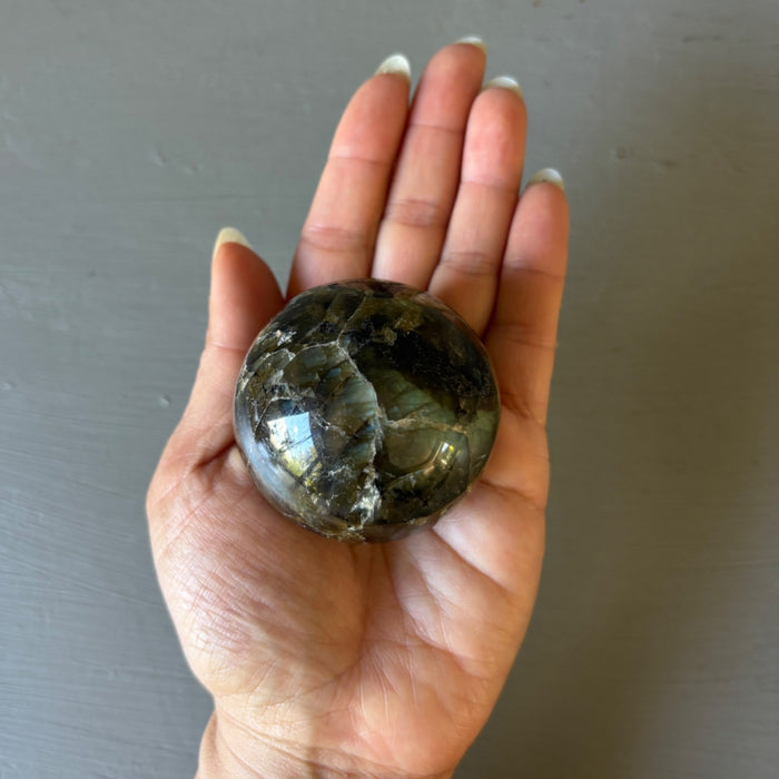 Labradorite Sphere Crystal Ball Flash Wounded Warrior