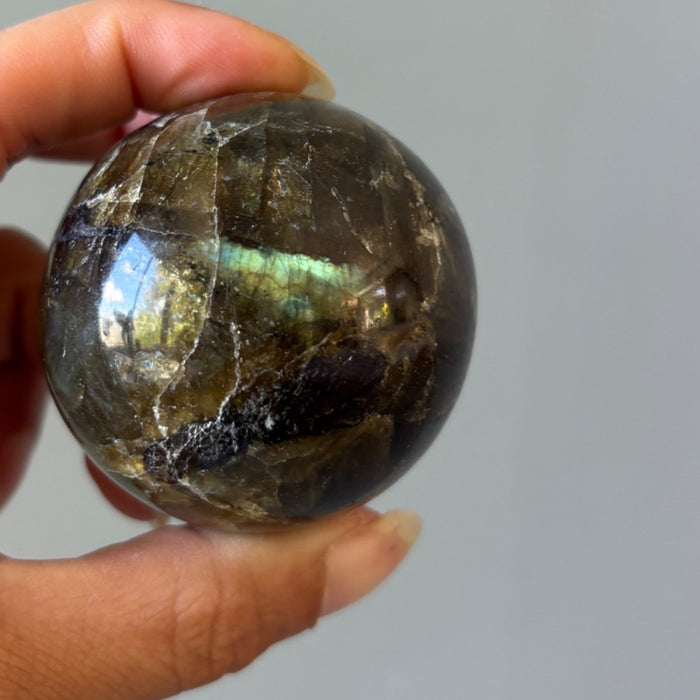 Labradorite Sphere Crystal Ball Flash Wounded Warrior
