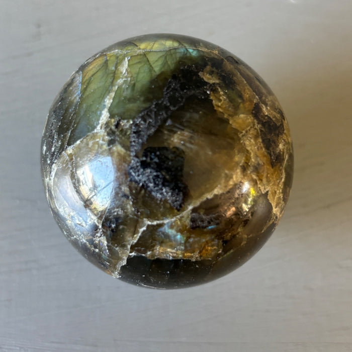 Labradorite Sphere Crystal Ball Flash Wounded Warrior