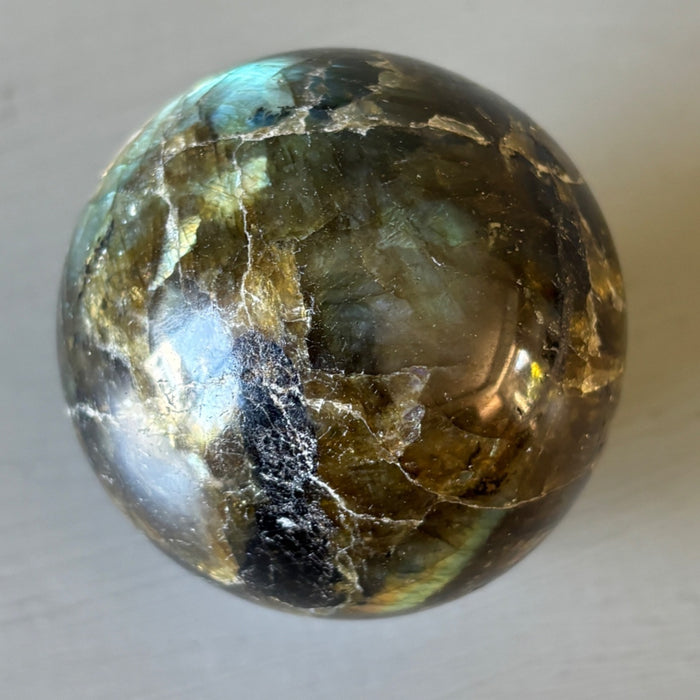 Labradorite Sphere Crystal Ball Flash Wounded Warrior
