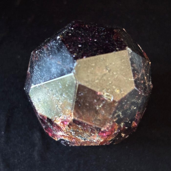 Garnet Sphere Faceted Red Crystal Ball Gemstone w/ Stand