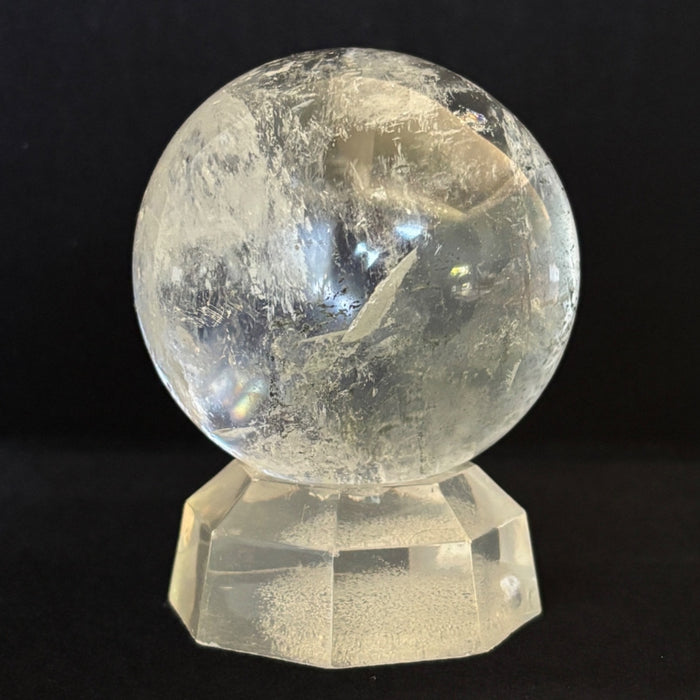 Clear Quartz Sphere Deluxe Rainbow Crystal Ball w/ Stand