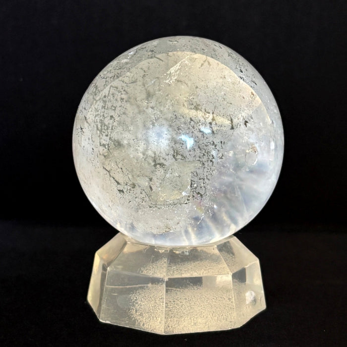 Clear Quartz Sphere Deluxe Rainbow Crystal Ball w/ Stand