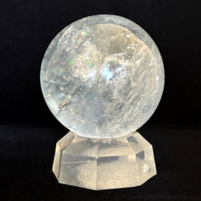 Clear Quartz Sphere Deluxe Rainbow Crystal Ball w/ Stand