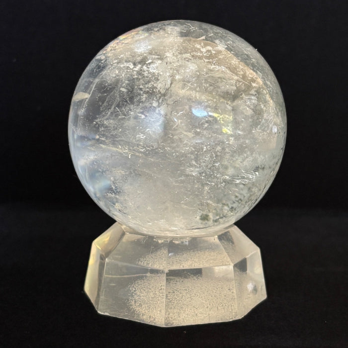 Clear Quartz Sphere Deluxe Rainbow Crystal Ball w/ Stand