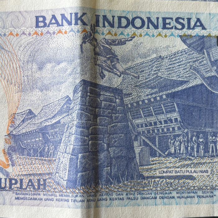 Vintage Banknote Lot Indonesia Consecutive Pair 1000 Rupia Lake Toba UV Verified