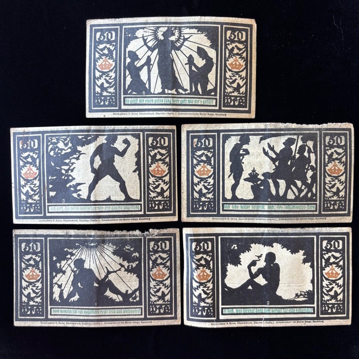 Antique Banknote 1921 Lot Germany Notgeld Quedlinburg 50 Pfennig Silhouette Art