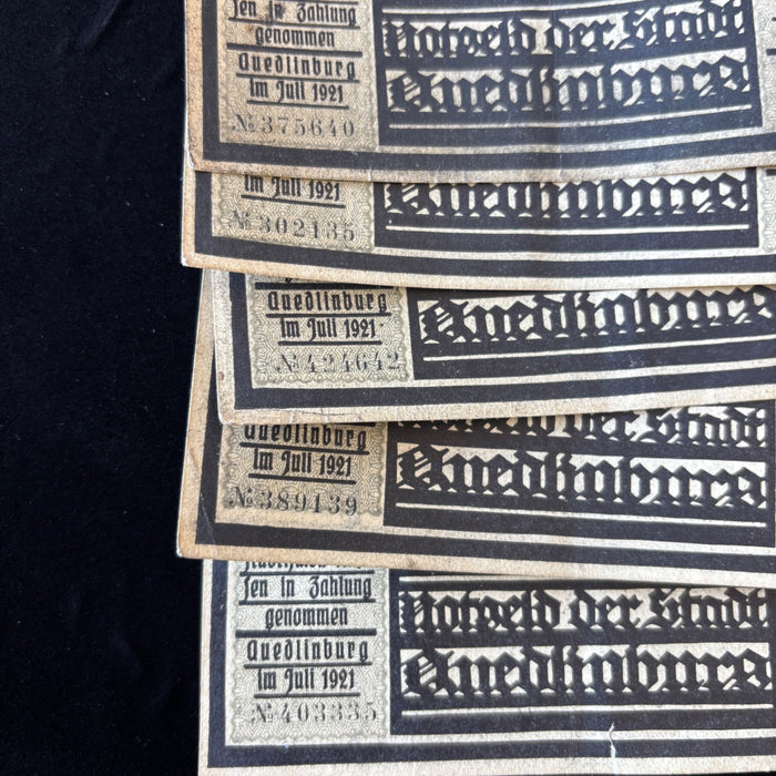 Antique Banknote 1921 Lot Germany Notgeld Quedlinburg 50 Pfennig Silhouette Art
