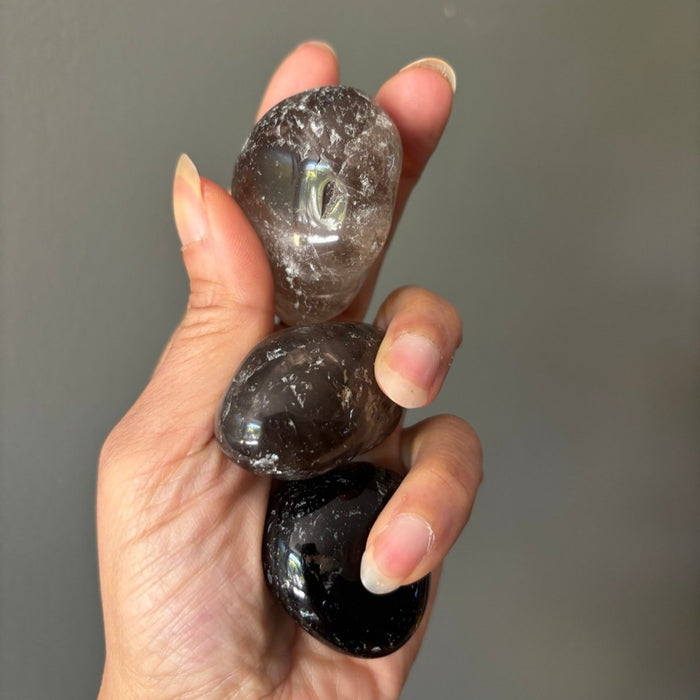 Smoky Quartz Tumbled Stone Large Trio Brown Grounding Set