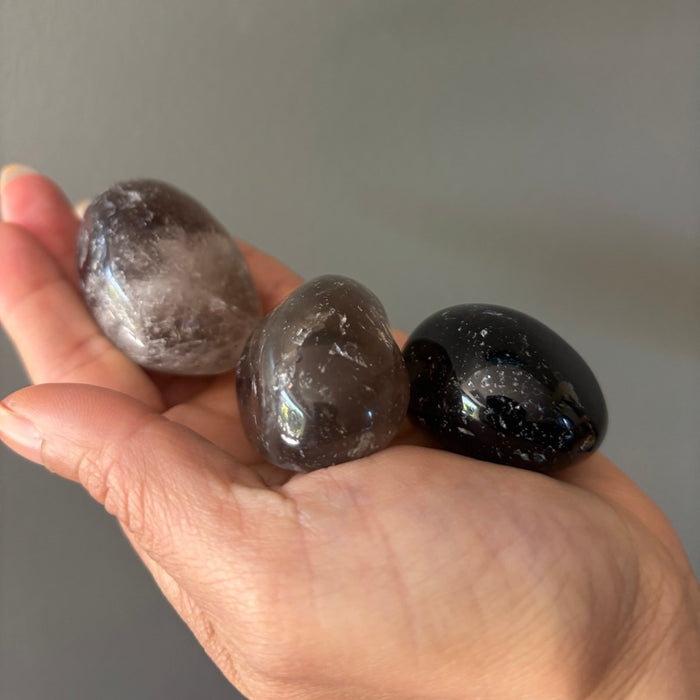 Smoky Quartz Tumbled Stone Large Trio Brown Grounding Set