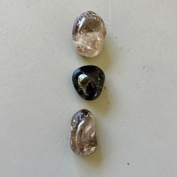 Smoky Quartz Tumbled Stone Large Trio Brown Grounding Set