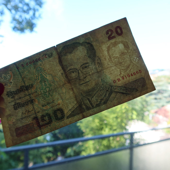 Vintage Banknote Thailand 20 Baht King Rama IX Rama VIII Watermark UV Verified