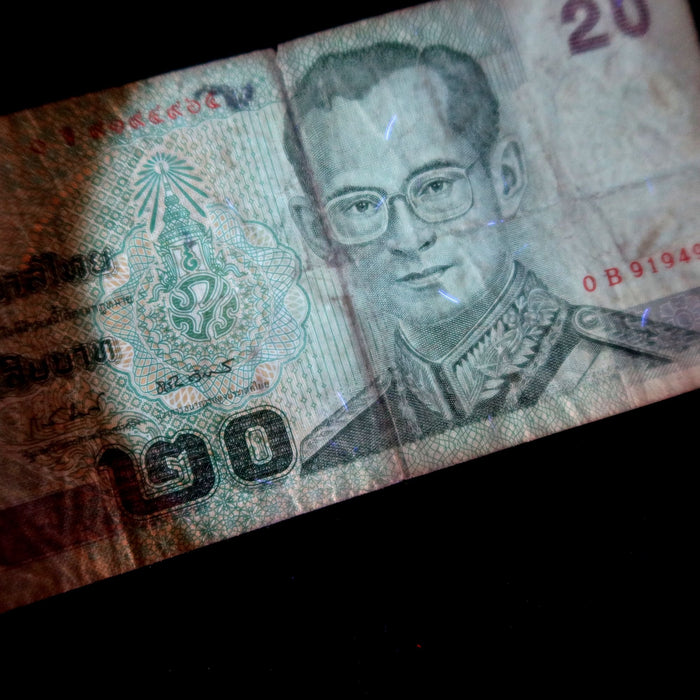 Vintage Banknote Thailand 20 Baht King Rama IX Rama VIII Watermark UV Verified