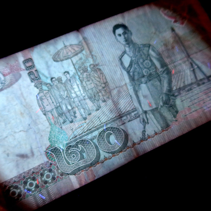 Vintage Banknote Thailand 20 Baht King Rama IX Rama VIII Watermark UV Verified