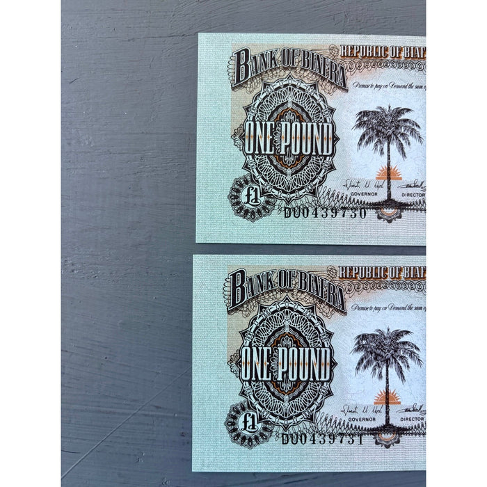 Vintage Banknote Set 1968 Consecutive Pair Biafra UNC Crisp Dead Rebel Currency