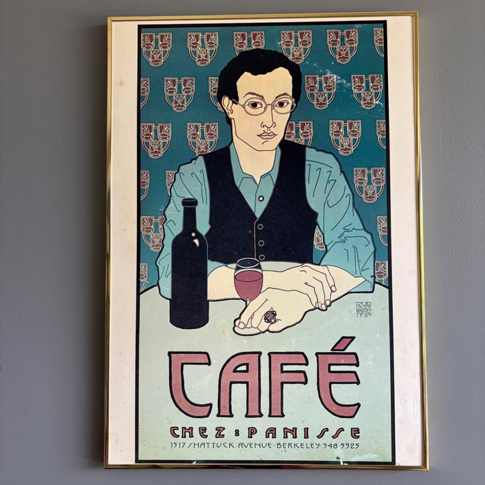 Vintage 1980 David Lance Goines Café Chez Panisse Poster Lithograph Framed Art