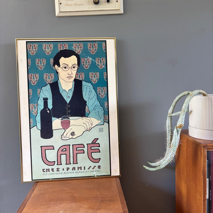 Vintage 1980 David Lance Goines Café Chez Panisse Poster Lithograph Framed Art