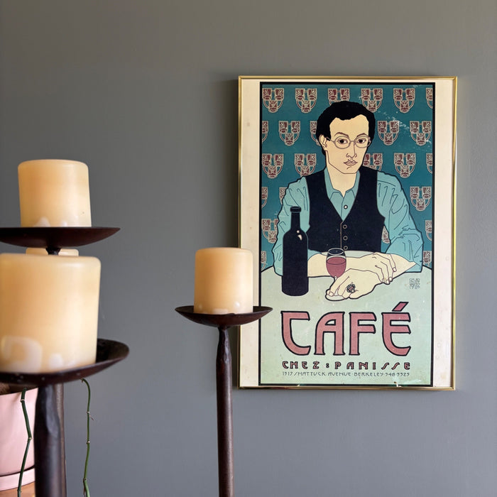 Vintage 1980 David Lance Goines Café Chez Panisse Poster Lithograph Framed Art