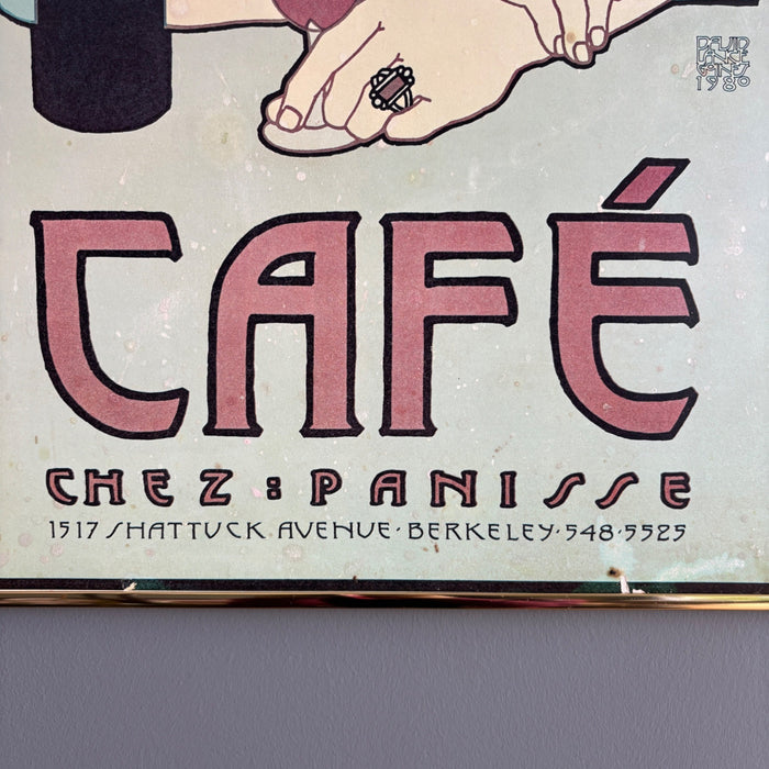 Vintage 1980 David Lance Goines Café Chez Panisse Poster Lithograph Framed Art