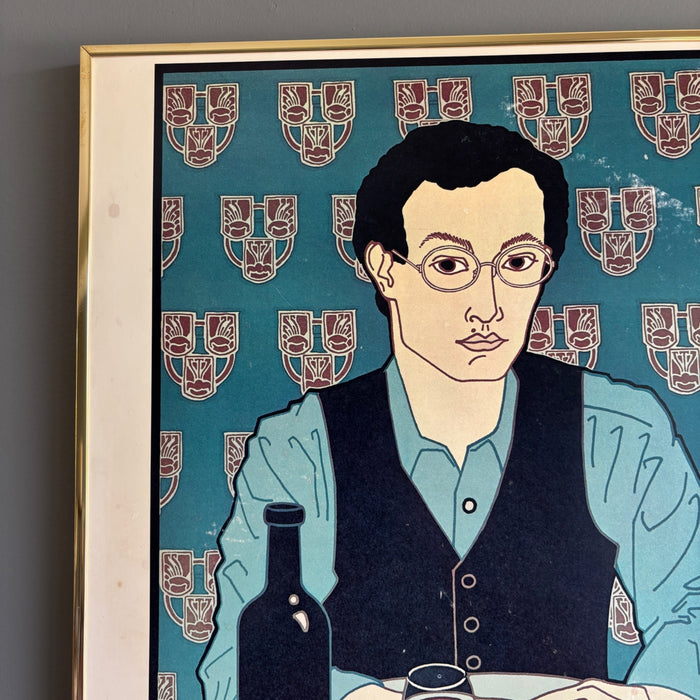 Vintage 1980 David Lance Goines Café Chez Panisse Poster Lithograph Framed Art