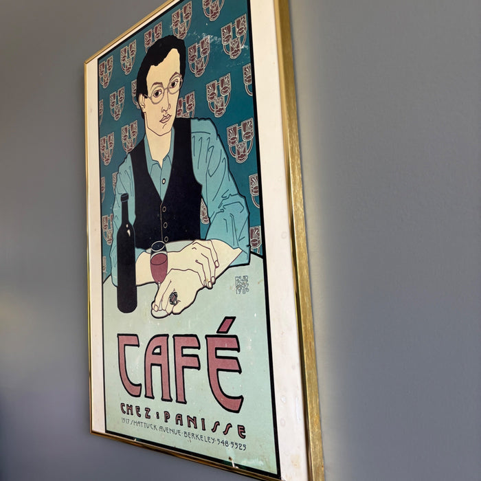 Vintage 1980 David Lance Goines Café Chez Panisse Poster Lithograph Framed Art