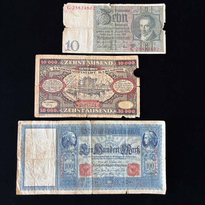 Antique Banknote Lot Germany Weimar Hyperinflation Rise and Fall of the Mark