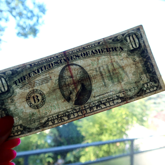 1934 A Vintage $10 Federal Reserve Banknote Green Seal New York B Block Rare