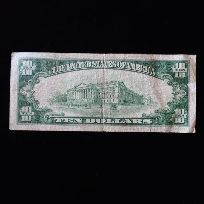 1934 A Vintage $10 Federal Reserve Banknote Green Seal New York B Block Rare
