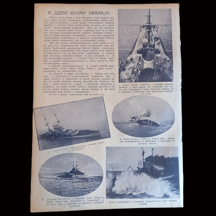 Vintage Ephemera 1930 Glamour Pink Portrait & SMS Szent István WWI Battleship Page