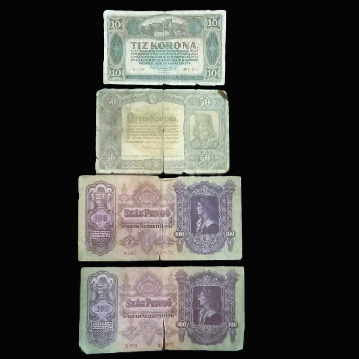 Vintage Banknote 1920-1930 Hungary Korona Pengo Interwar Era Old Money Relic 8pc Set