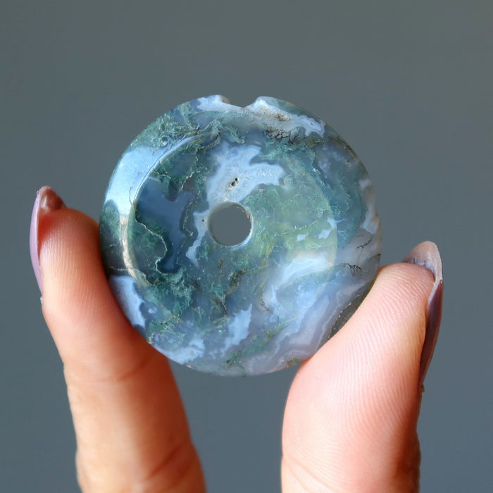 Moss Agate Gemstone Donut Green Healing