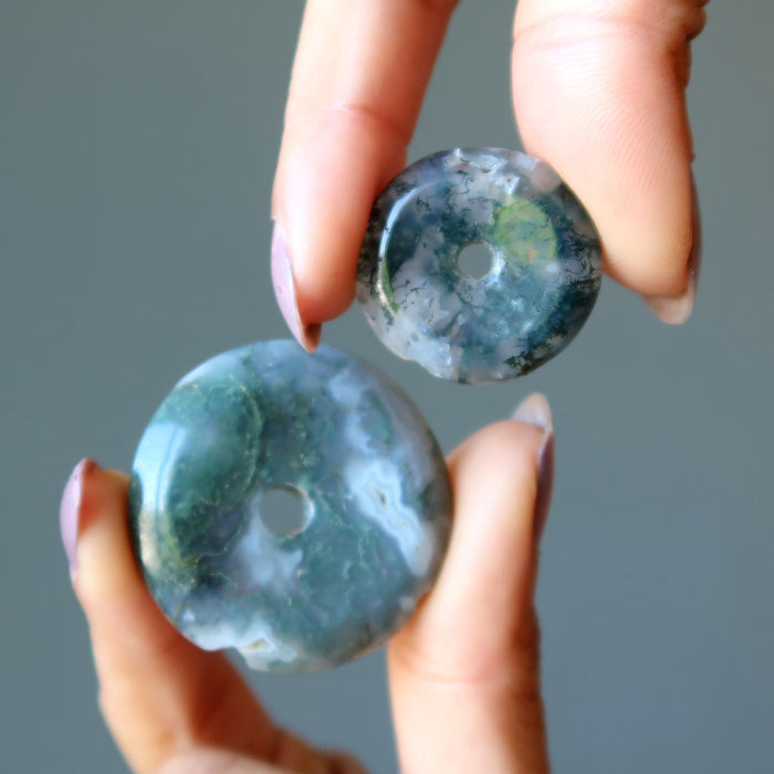 Moss Agate Gemstone Donut Green Healing