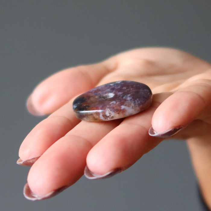 red moss agate donut stone